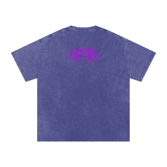 BELIEVE PURPLE LIGHTNING Acid Wash Oversize T-Shirt
